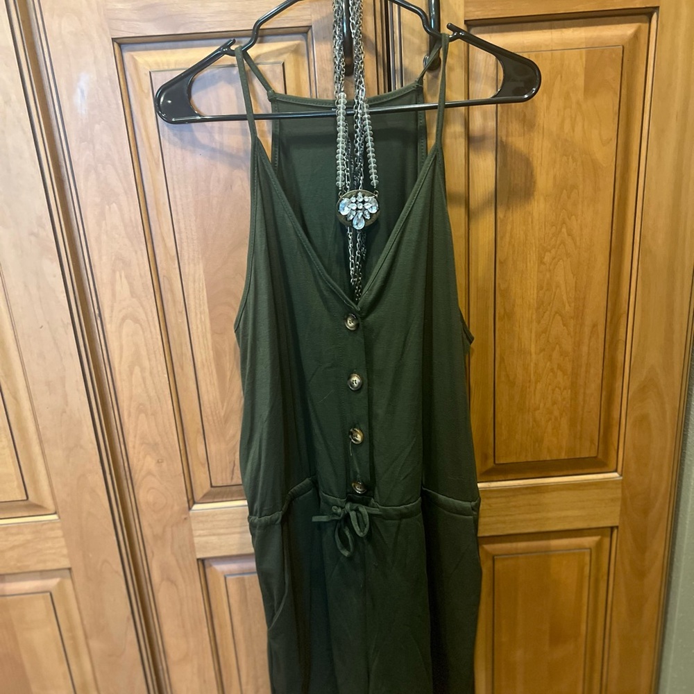 Stylish Green Button-Down Romper - image 1